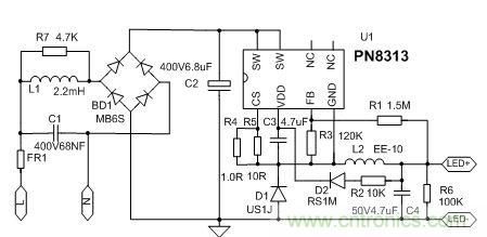 典型案例：非隔離5-40W的LED恒流驅(qū)動的設(shè)計(jì)