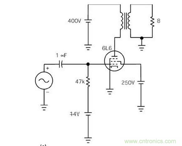 五極管（a）能輸出比三極管（b）大得多的功率，但采用升壓三極管配置除外（c）