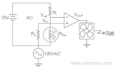 圖2：測(cè)溫電橋電路。