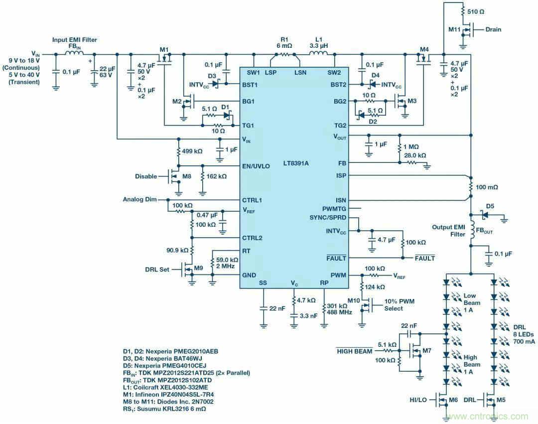 一顆芯驅(qū)動整個車前燈組，這個控制器是怎么做到滴？