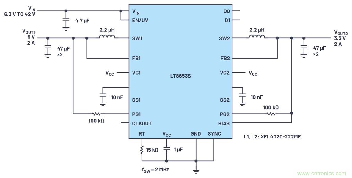 具有6.2 &micro;A靜態(tài)電流的雙通道、42 V、2 A、單片、同步降壓型Silent Switcher 2穩(wěn)壓器