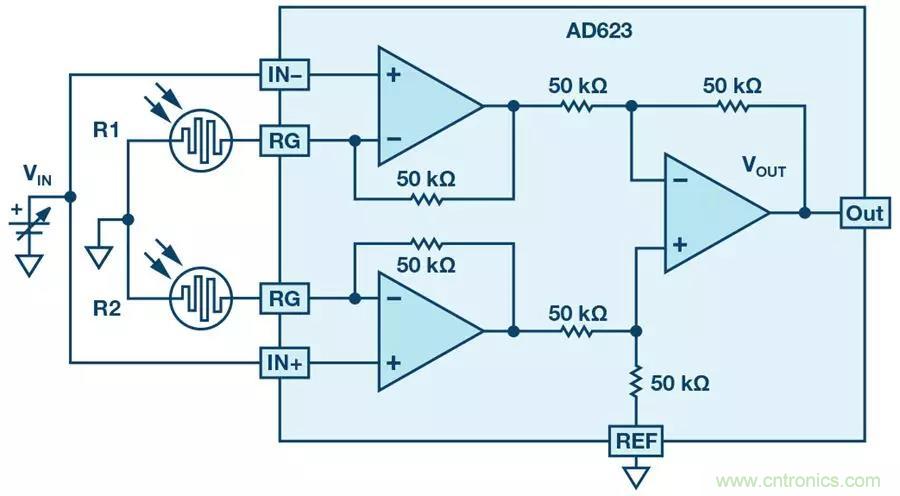 你有沒有試過用儀表放大器測(cè)量兩個(gè)光源的相對(duì)強(qiáng)度？